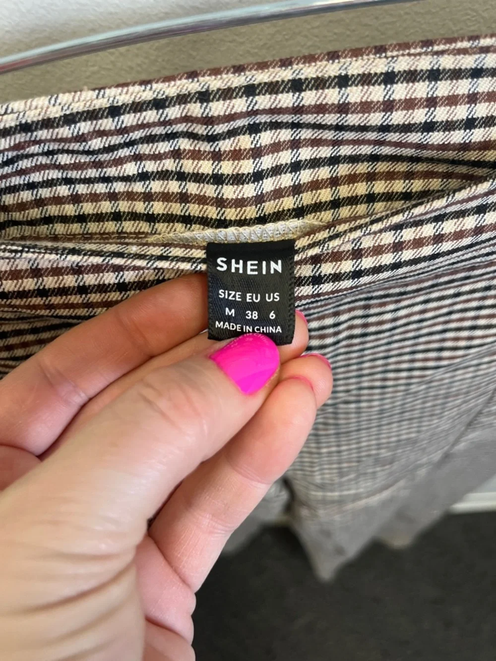 SHEIN Classic Houndstooth Single-Button Blazer - Brown/Black with Pants